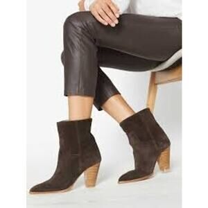 New Brochu Walker 6 Marfa Suede Ankle Boot Bootie Chocolate Brown Pointed Heeled